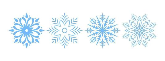 Snowflakes. Light blue snowflakes set. Snowflake different icons. Vector scalable graphics