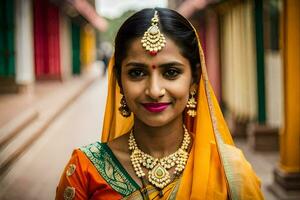 a woman in traditional indian attire. AI-Generated photo