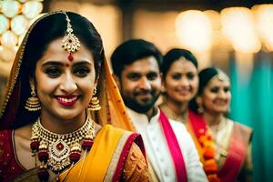 a bride and groom in traditional indian attire. AI-Generated photo