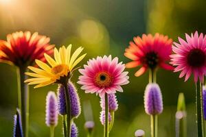 colorful flowers in the sun. AI-Generated photo