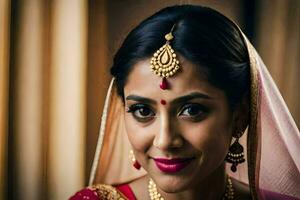 a beautiful indian bride in traditional attire. AI-Generated photo