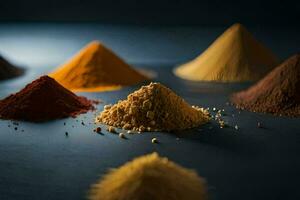 a variety of spices are shown in a circle. AI-Generated photo