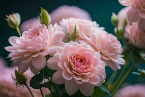 pink flowers are in a vase. AI-Generated photo