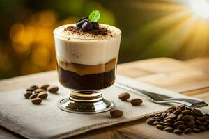 coffee and chocolate dessert in a glass. AI-Generated photo