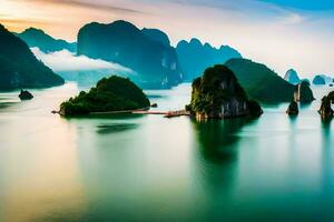 the beautiful landscape of halong bay. AI-Generated photo