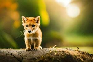 foto fondo de pantalla el bosque, animal, cachorro, el bosque, el bosque, el bosque, el. generado por ai