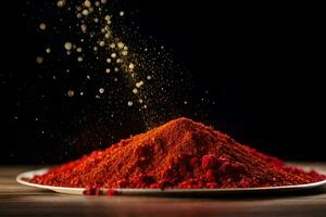 red chili powder on a plate. AI-Generated photo