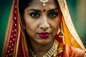 a beautiful indian woman in traditional attire. AI-Generated photo