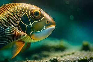 a fish with a black and yellow body. AI-Generated photo