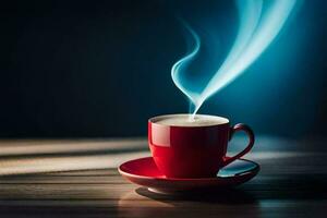 a cup of coffee with steam rising from it. AI-Generated photo