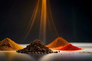 spices on a black background. AI-Generated photo