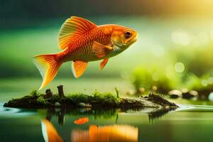 goldfish jumping out of the water. AI-Generated photo