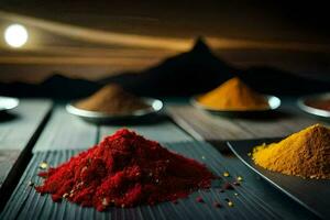 spices in bowls on a table. AI-Generated photo