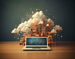 Cloud data storage, database, cloud computing concept. photo