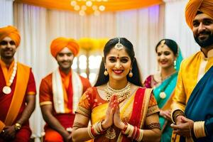 indian wedding ceremony with bride and groom. AI-Generated photo