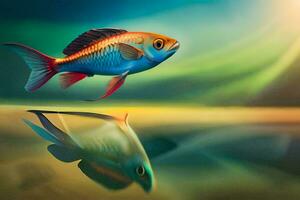 a fish is reflected in the water. AI-Generated photo
