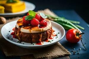 the food is served on a plate with a knife and fork. AI-Generated photo