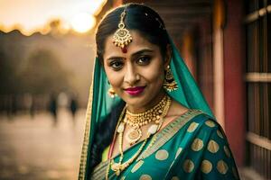 a beautiful indian woman in traditional attire. AI-Generated photo