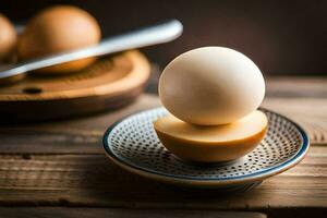 eggs on a plate with a knife and fork. AI-Generated photo