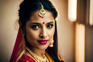 a beautiful indian bride in traditional attire. AI-Generated photo