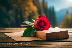 photo wallpaper the sky, nature, mountains, trees, flowers, rose, book, paper,. AI-Generated