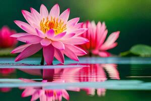 pink lotus flower in the water. AI-Generated photo