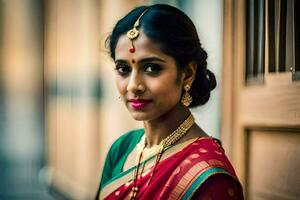 a beautiful indian woman in traditional attire. AI-Generated photo