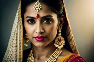 un indio mujer vistiendo tradicional joyas. generado por ai foto
