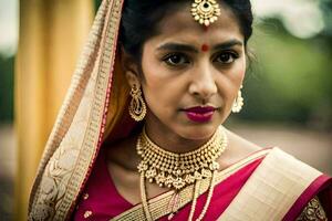 a beautiful indian bride in traditional attire. AI-Generated photo