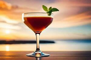 cocktail on the beach. AI-Generated photo