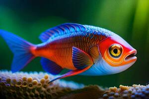 a fish with bright blue and orange colors. AI-Generated photo