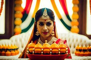 a beautiful indian bride in traditional attire. AI-Generated photo