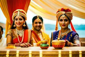 indio Boda ceremonia en Bombay. generado por ai foto