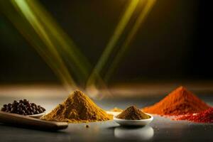 spices and spices on a table. AI-Generated photo