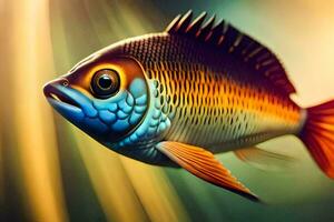 a fish with bright blue eyes and a yellow body. AI-Generated photo