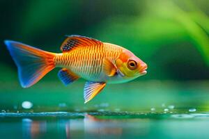 un pescado es nadando en el agua. generado por ai foto