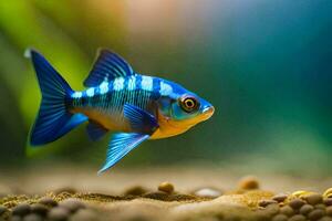 a blue and white fish in an aquarium. AI-Generated photo