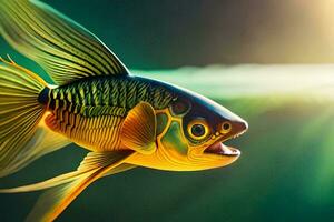 a fish with a yellow and black body is shown. AI-Generated photo