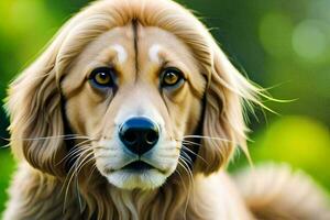 a close up of a dog with long hair. AI-Generated photo