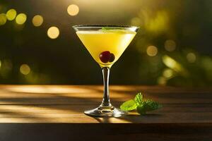 a cocktail with a cherry on top. AI-Generated photo