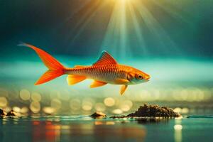 goldfish swimming in the water. AI-Generated photo