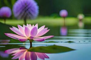 un rosado loto flor en el agua. generado por ai foto