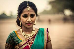 a beautiful indian woman in traditional attire. AI-Generated photo