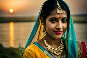 a beautiful indian woman in traditional clothing. AI-Generated photo