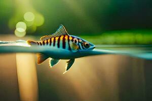 a fish swimming in the water with sunlight shining. AI-Generated photo