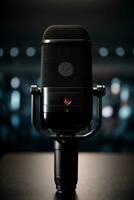 Audio recording studio microphone for voice-overs or karaoke. AI generative photo