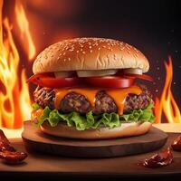 Free the best hot spicy burger photography images will satisfy your cravings, Generative AI photo