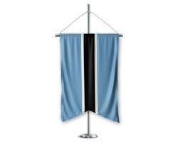 Botswana up pennants 3D flags on pole stand support pedestal realistic set and white background. - Image photo