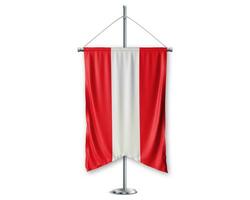 Austria up pennants 3D flags on pole stand support pedestal realistic set and white background. - Image photo