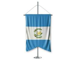 Guatemala up pennants 3D flags on pole stand support pedestal realistic set and white background. - Image photo